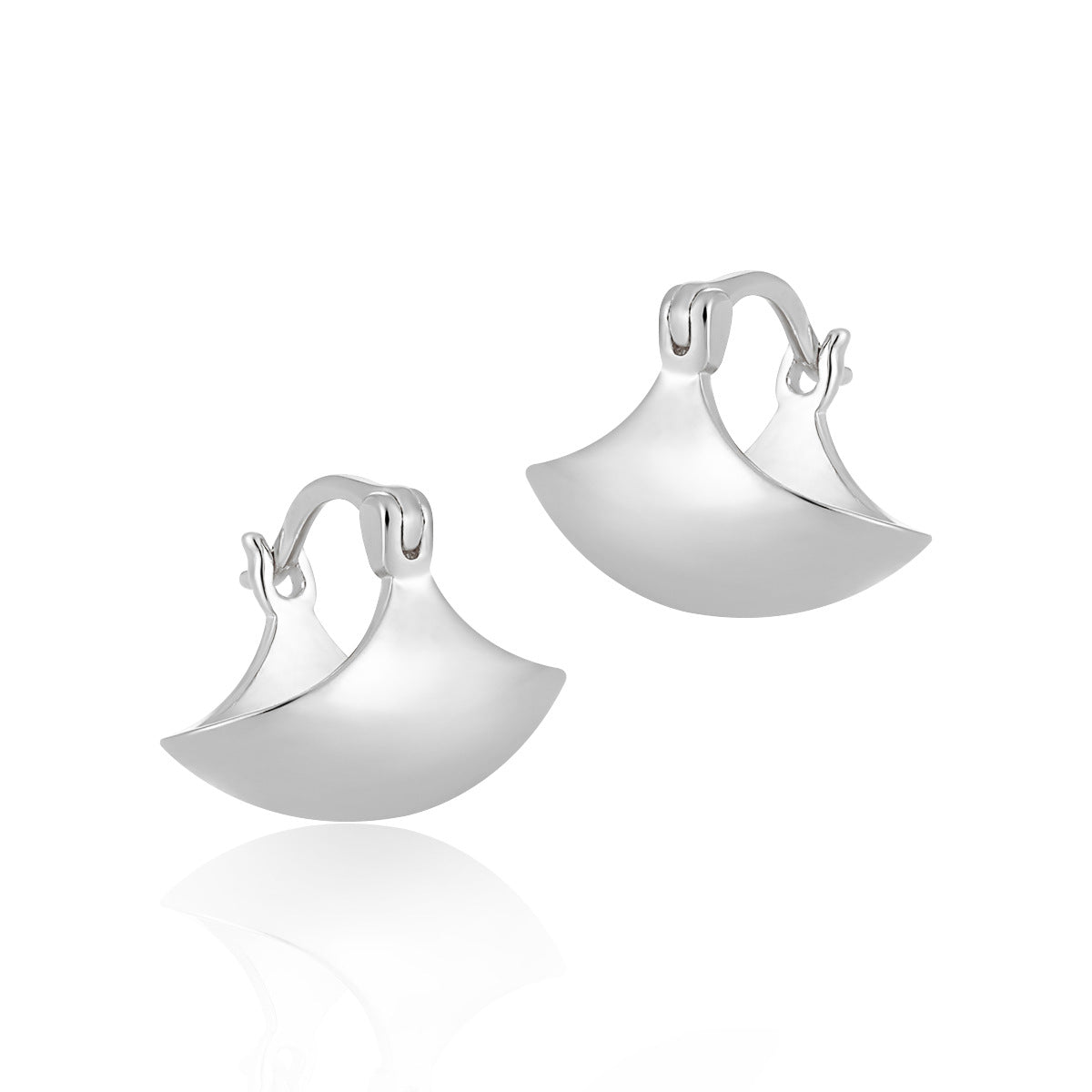 Modern Arc 925 Sterling Silver Hoop Earrings