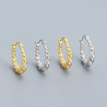 Office Twisted 925 Sterling Silver Hoop Earrings with Zirconia