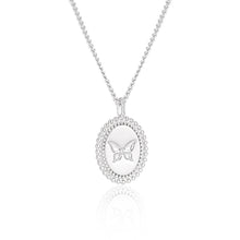 Anniversary Oval Butterfly 925 Sterling Silver Necklace