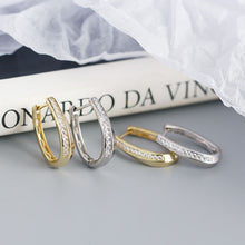 Office CZ U Shape 925 Sterling Silver Hoop Earrings