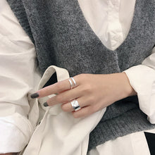 Men's Adjustable 925 Sterling Silver Irregular Wide Geometry Ring