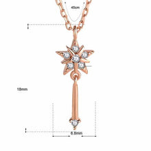 925 Sterling Silver CZ Star Wishing Stick Necklace