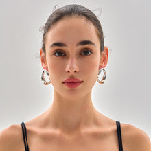 Trendy 999 Pure Silver Geometry Extra Large Stud Earrings