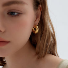 Exaggerated Hollow Chunky Twisted 999 Sterling Silver Hoop Earrings