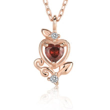 Elegant 925 Sterling Silver Natural Garnet Heart Necklace