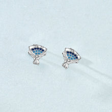 Women’s Blue CZ Rose Flower Bouquet 925 Sterling Silver Stud Earrings