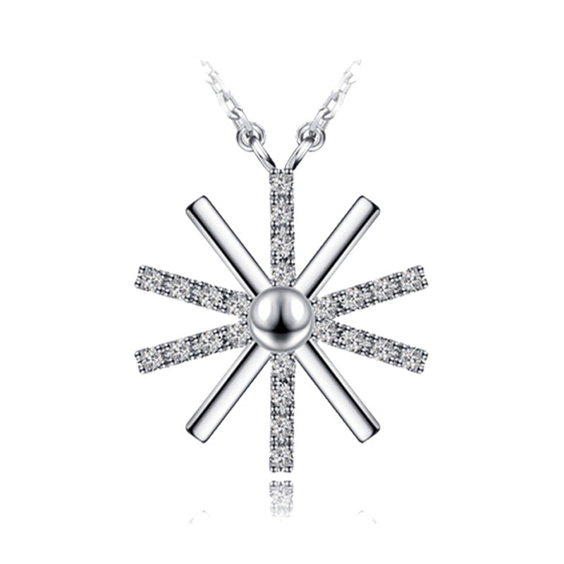 Simple Sun Flower Micro Setting Necklace in 925 Sterling Silver