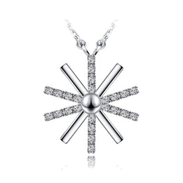 Simple Sun Flower Micro Setting Necklace in 925 Sterling Silver