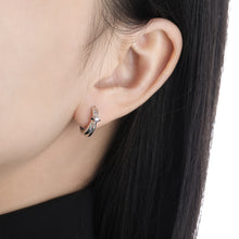 Graduation CZ Shining Star 925 Silver Hoop Earrings