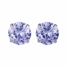 Simple CZ White 925 Sterling Silver Round Stud Earrings