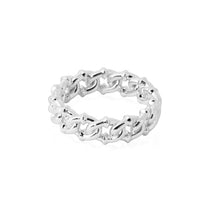 Hollow Curb Chain 925 Sterling Silver & Yellow Gold Ring