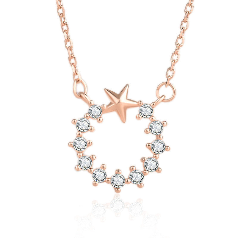Starlit Elegance 925 Sterling Silver CZ Garland Necklace