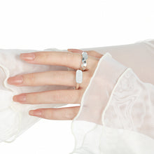 Adjustable Geometry Irregular Rectangle CZ Ring in 925 Sterling Silver