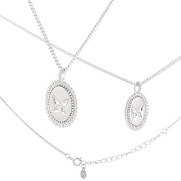 Anniversary Oval Butterfly Signet Necklace in 925 Sterling Silver