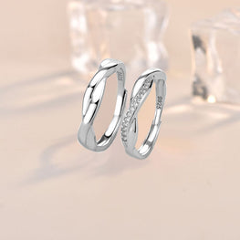 CZ Mobius Twisted Adjustable 925 Sterling Silver Ring