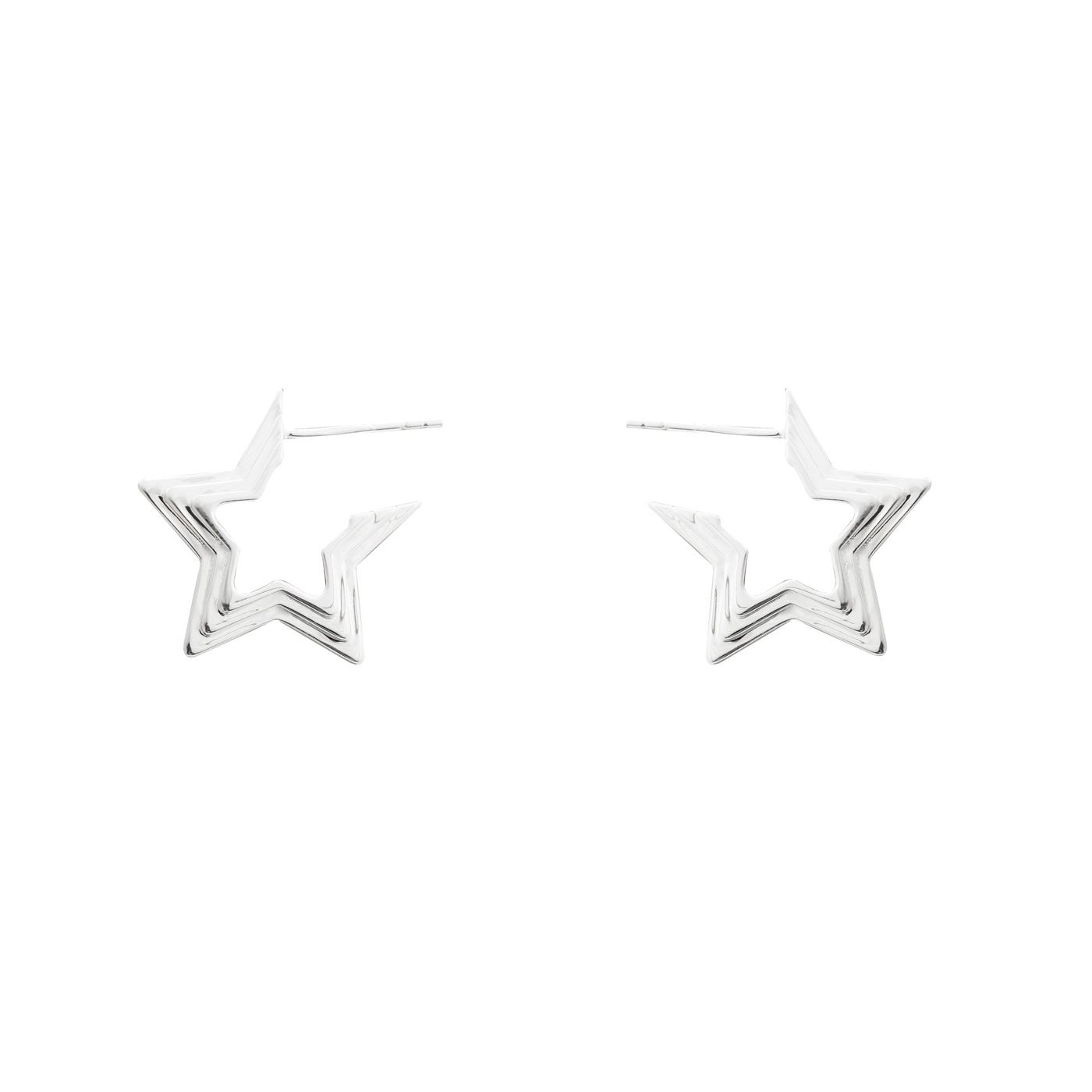 Irregular Star 925 Sterling Silver Hoop Earrings