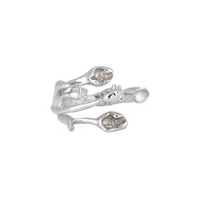 Adjustable 925 Sterling Silver CZ Tulip Flower Bouquet Ring