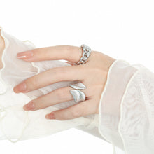 Adjustable 925 Sterling Silver Irregular CZ Border Ring