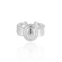 Women’s Adjustable 925 Sterling Silver Geometric Oval Ring