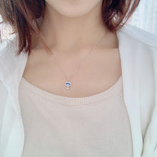 Women’s Blue CZ Rose Flower Bouquet Necklace - 925 Sterling Silver