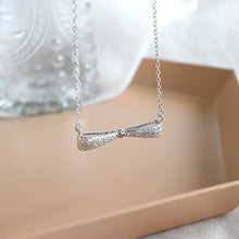 Micro Setting CZ Bowknot 925 Sterling Silver Necklace
