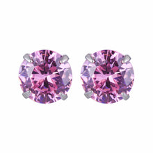 Elegant CZ White 925 Sterling Silver Round Stud Earrings