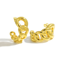 Trendy 999 Pure Silver Hollow Curb Chain Chunky Earrings