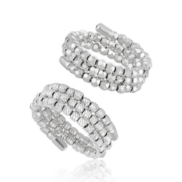 Adjustable 925 Sterling Silver Triple Layer Rhombus Beads Ring