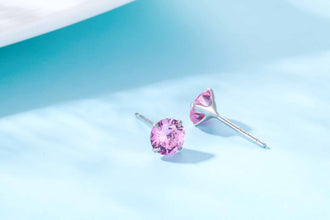 Simple CZ White 925 Sterling Silver Round Stud Earrings