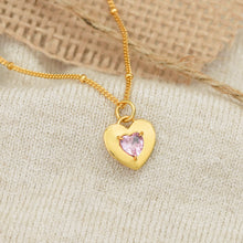 Dual-Sided Pink CZ Heart Necklace in 925 Sterling Silver