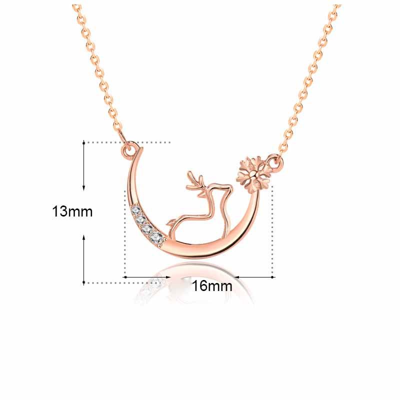 Party CZ Moon Snowflake Elk 925 Sterling Silver Necklace