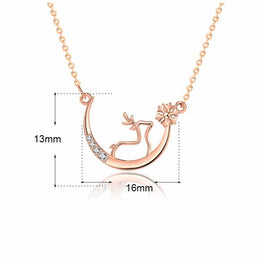 Party CZ Moon Snowflake Elk 925 Sterling Silver Necklace