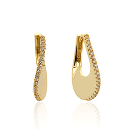 Elegant CZ U Shape 925 Sterling Silver Hoop Earrings
