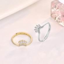 Modern CZ V Shape Crown Adjustable Ring in 925 Sterling Silver