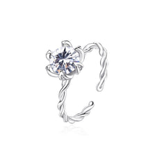 Adjustable Six Claw CZ Ring in 925 Sterling Silver
