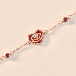 Red CZ Rose Gold 925 Sterling Silver Bracelet