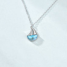 Casual Blue CZ Sailboat Necklace in 925 Sterling Silver
