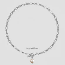 Hollow Wave Oval Natural Pearl Necklace - 925 Sterling Silver