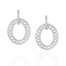 Frosted Hollow CZ Circle Dangling Earrings in 925 Sterling Silver