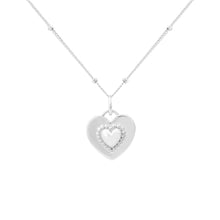 Dual-Sided Pink CZ Heart Necklace in 925 Sterling Silver