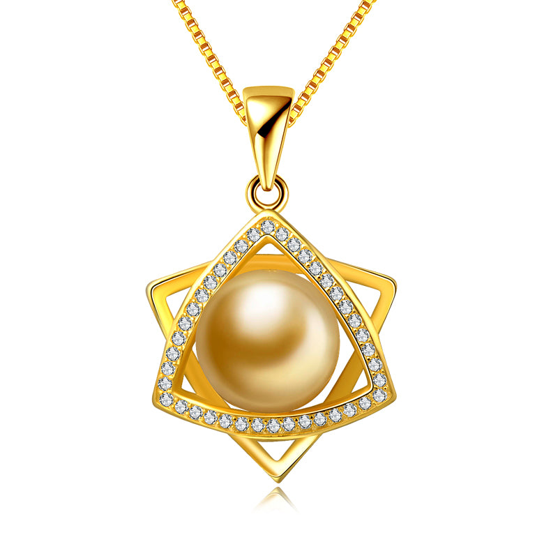 Rotary Inverted Triangle Shell Pearl Pendant in 925 Sterling Silver