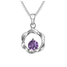 Circular Wave Twisted White/Purple CZ Pendant in 925 Sterling Silver