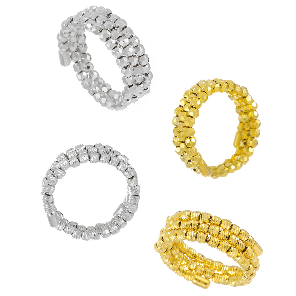 Adjustable 925 Sterling Silver Triple Layer Rhombus Beads Ring