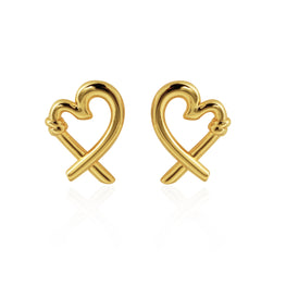 Honey Moon Hollow Heart 999 Sterling Silver Stud Earrings