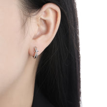 Graduation CZ Shining Star 925 Silver Hoop Earrings