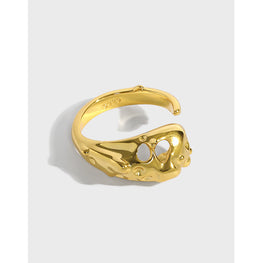Fashion Irregular Hollow Bone Adjustable Ring in 925 Sterling Silver