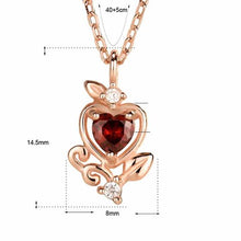 Elegant 925 Sterling Silver Natural Garnet Heart Necklace