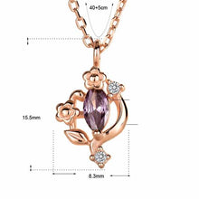 Elegant Oval Purple CZ Flower Necklace in 925 Sterling Silver