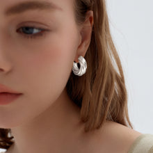 Exaggerated Hollow Chunky Twisted 999 Sterling Silver Hoop Earrings