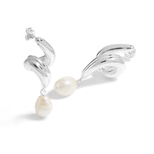Large Irregular Natural Pearl Knot Earrings in 999 Sterling Silver